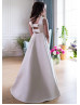 Ivory Satin Open Back Chic Flower Girl Dress